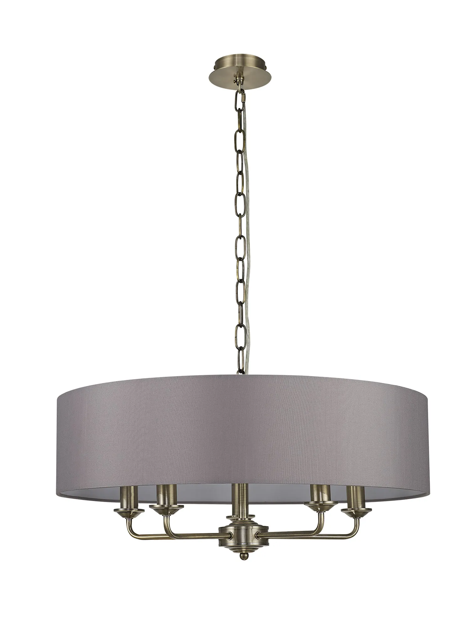 Banyan 60cm 5 Light Pendant Antique Brass; Grey DK0031  Deco Banyan AB GR